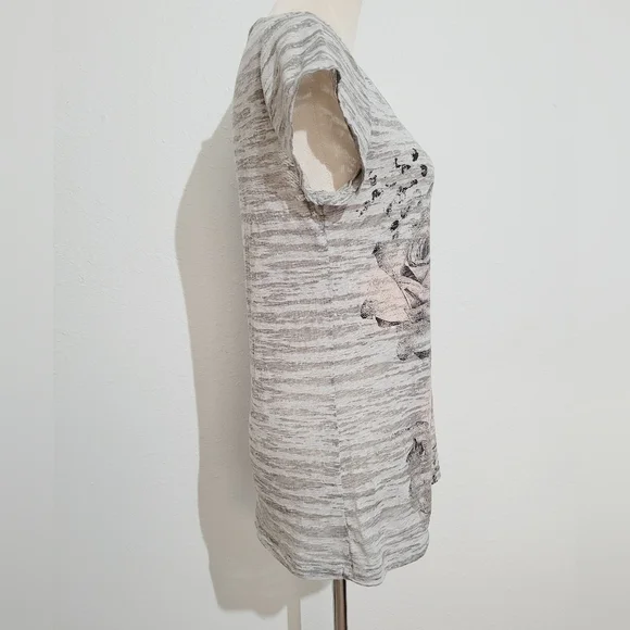 Y2K Vanity Burnout Cap Sleeve Baby Tee Shirt Womans Size Large Roses - Picture 4 of 9